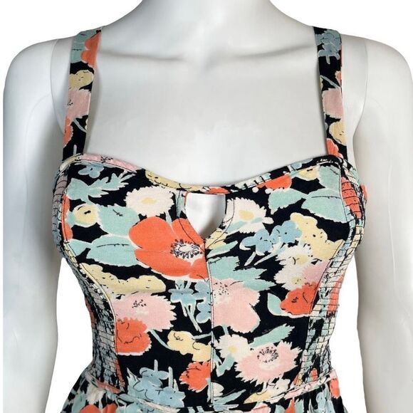 Kimchi Blue Women’s Medium Hawaiian Print Floral Ruched Mini Dress Sleeveless - Picture 2 of 11